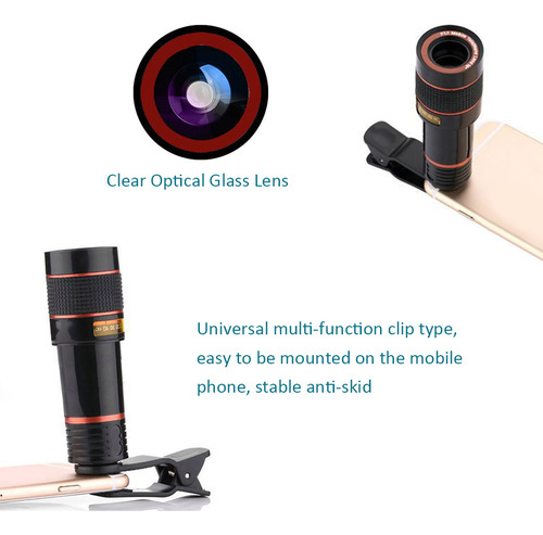 Lente De Teléfono Móvil Con Zoom Óptico De 12x Para Fotograf