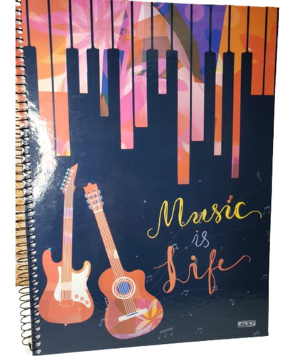 Caderno Universitário De Música Pautado Capa Dura 80 Folhas
