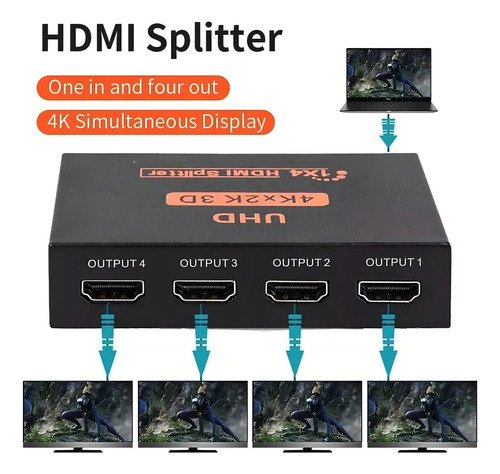 Hdmi Splitter 1 Entrada 4 Salidas,admite 3d,4k1080p/xbox/ps5