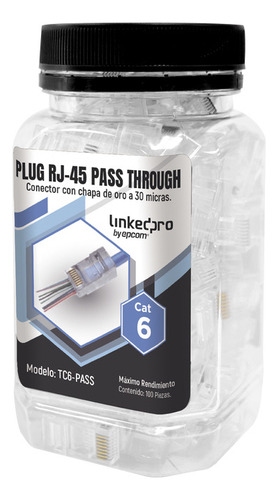 Linkedpro Tc6-pass Bote 100 Piezas Plug Rj45 Cat6 Sin Blinda