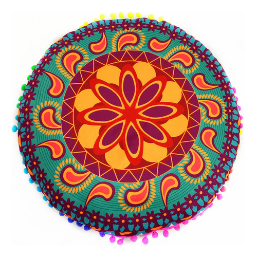 Almohadas De Suelo Con Mandala Indio U, Cojín Redondo Bohemi