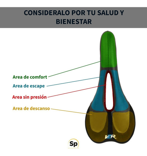 Asiento Vzr Para Bicicleta Negro Con Bordado Rojo