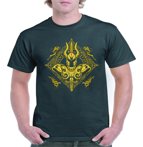 Imagen 1 de 2 de Playera Caballero Del Zodiaco Dorado Capricornio Hombre