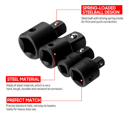 Adaptador De Dados De Impacto De 1/4in, 3/8in, 4 Uds.