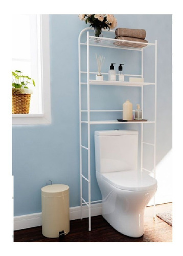 Imagen 2 de 3 de Mueble Sobre Inodoro Acero Blanco 3 Repisa Estante - Naffull
