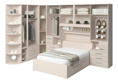 Guarda-roupa Com Canto E Módulos Sem Cama 1222s Carvalho Cla