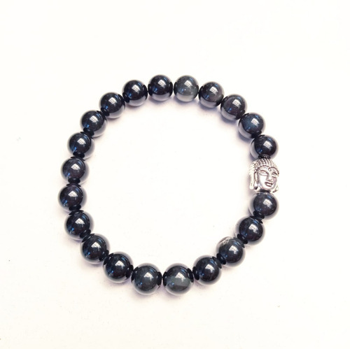 Pulsera De Obsidiana Negra (0.8 Cms) Amuleto Buda