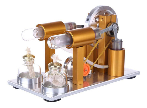 Imagen 6 de 9 de Modelo De Motor Stirling De Doble Cilindro Caliente De Metal