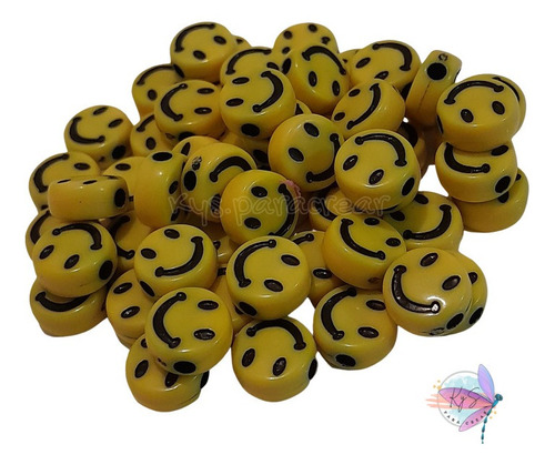 Smile Emojis Amarillos Cuentas Redondas Bijou 9 Mm X 25g #60