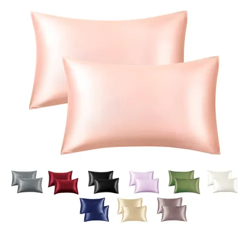Funda Almohada Satin Saten Tipo Seda Set X2 Unids 100 O 76cm 100x50 Rosado Geométrico