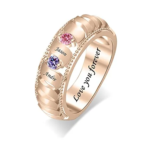 Anillo con nombre y piedra de nacimiento deals