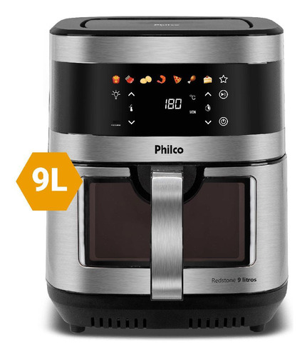 Air Fryer Philco 9L Visor Glass Painel Digital PAF90C 127V