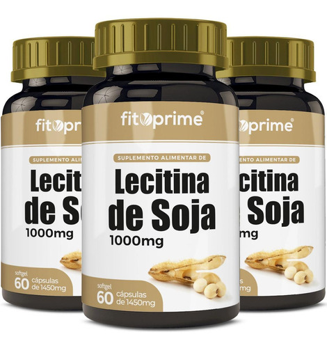 Kit 3 Lecitina De Soja 1000mg 60 Cápsulas Fitoprime