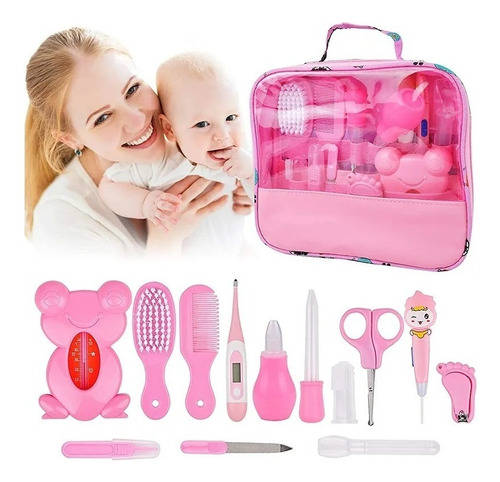 Kit de accesorios para el cuidado de la salud del bebé con termómetro rosa genérico, 13 piezas, kit de cuidado de la salud del bebé rosa, x 13
