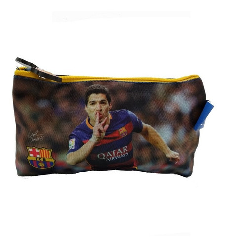 Cartuchera Plana Fcbarcelona 12 X 21 Cm - Luis Suárez Color Azul Estampado