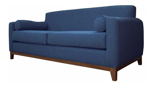 Sofá Meli 3 Cuerpos Chenille Tipo Lino Azul