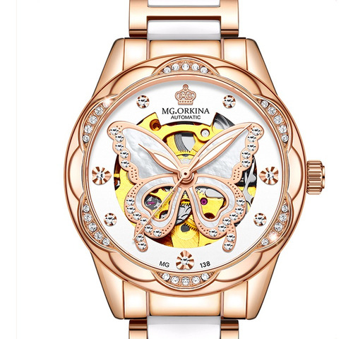 Reloj Mecánico Para Mujer Reloj Luminoso De Mariposa De Cerá