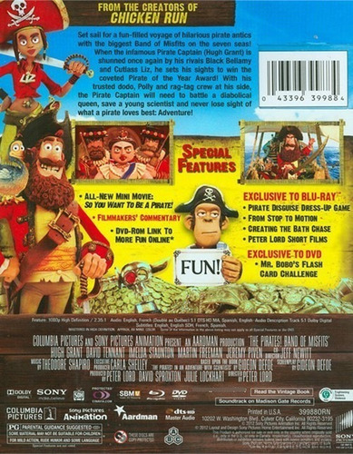 Blu-ray + Dvd The Pirates Band Of Misfits / Piratas