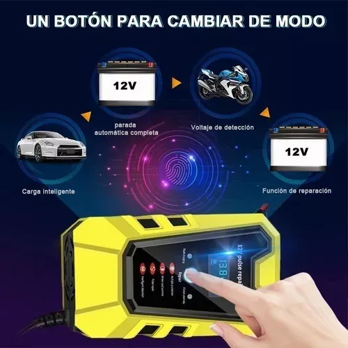GENERICO Cargador Batería Automóvil Moto Inteligente 12v Carga Rápida
