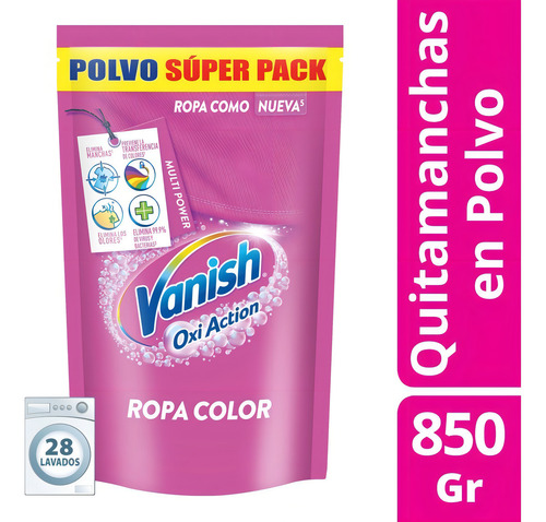 Vanish Quitamanchas En Polvo Rosa Repuesto Doypack X 850g