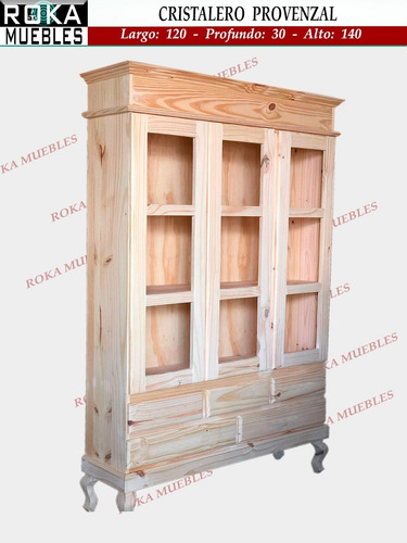 Imagen 1 de 6 de Cristalero, Vitrina De 120 Estilo Provenzal Pino Roka