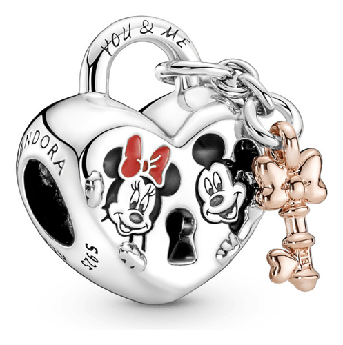 Charm Pandora Candado Con Mickey Mouse Y Minnie Mouse Oro Ro