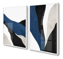 Comprar Quadros Decorativos Abstrato Azul Geométrico Moldura E Vidro