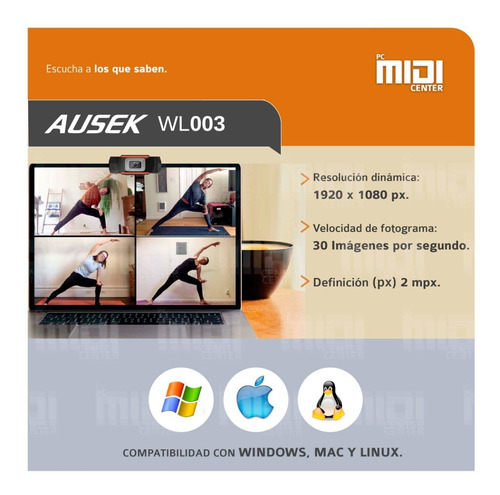 Imagen 6 de 10 de Webcam Camara Web Full Hd Microfono 1080p Pc Ausek Wl003