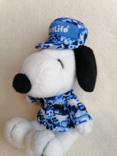 Peluche Original Snoopy Militar Azul Peanuts Metlife 16cm. (Usado)