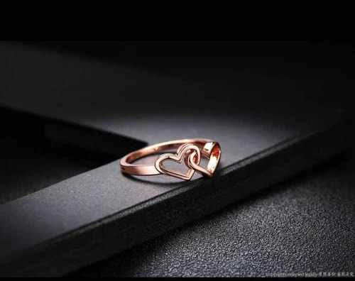 Magnífico Regalo Anillo Romántico Corazón Lam. Oro Rosa