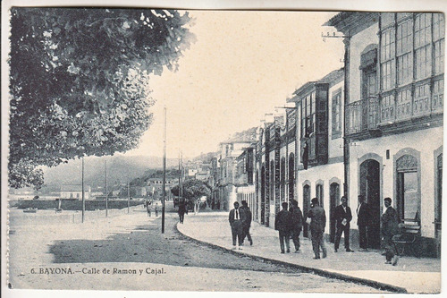 Antigua Postal Calle Ramon Y Cajal Bayona Pontevedra Galicia