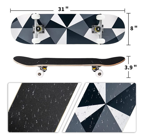 Nattork Skateboard Principiante Patineta 31 Pulgadas Complet