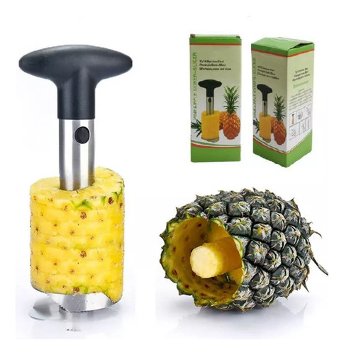 Peladora De Piña De Acero Inoxidable Con Mango Negro X 1 Pza