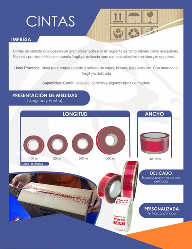 Imagen 7 de 10 de Cinta Adhesiva Impresa Delicado Sellado 48mmx200mt