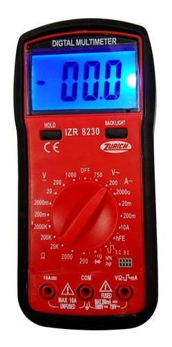 Tester Multimetro Digital Profesional Hold Luz Zurich Zr8230