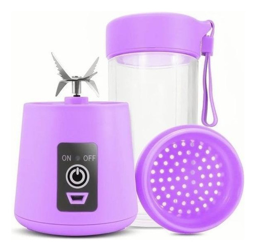 Mini Liquidificador Portátil Shake Suco Recarregável Roxo