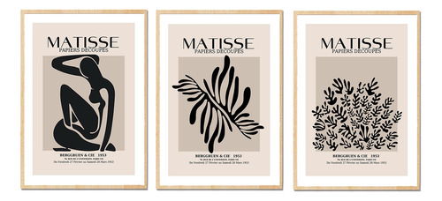 3 Cuadros Para Living,  Matisse, De 50x70 Sin Vidrios