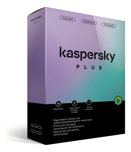 Kaspersky Plus 10 Dispositivos 5 Kpm 1 Año Internet Security