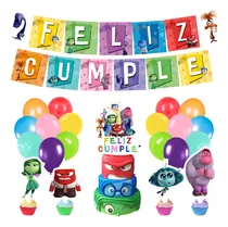 Comprar Set Globos+banderin+toppers Intensamente 2 Feliz Cumpleaños Celeste Intensamente 2 Feliz Cumple