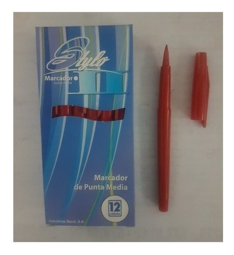 Marcador Punta  Media Stylo, Rojo Pack 12