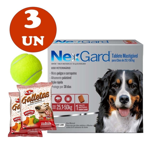 Pastilla Nexgard Anti Pulgas Y Garrapatas 25 A 50 Kg X 3 Un