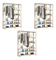 Comprar 3 Araras De Roupas Cabideiro Vazado Multiuso Pinus Decoração