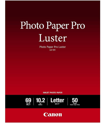 Papel Fotografico Canon Lustre Carta 8.5 X 11 In (50 U)