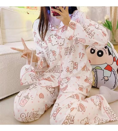 Mnm Señoras Kuromi Hello Kitty Lindo Pijama Coreano De