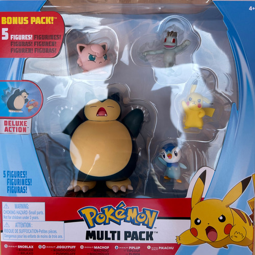 Set Pokemon 5 Figuras Multipack Snorlax, Pikachu, Machop