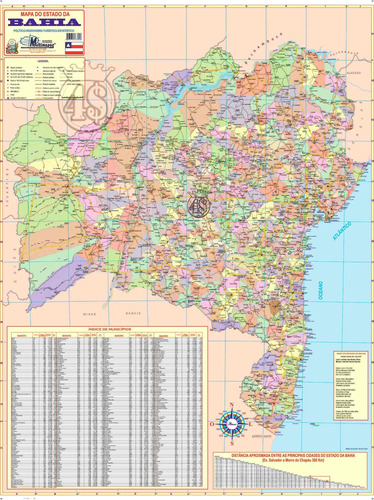 Mapa Estado Da Bahia - 120cm X 90cm Gigante | Parcelamento sem juros