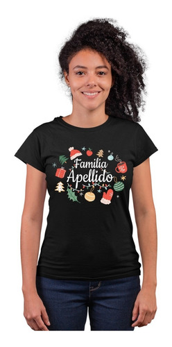 Playera Navidad - Mujer - Diseño Navideño - Familia Apellido