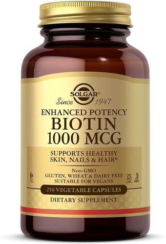 Biotina 1000 Mcg Solgar 250 Capsulas Sabor Neutro