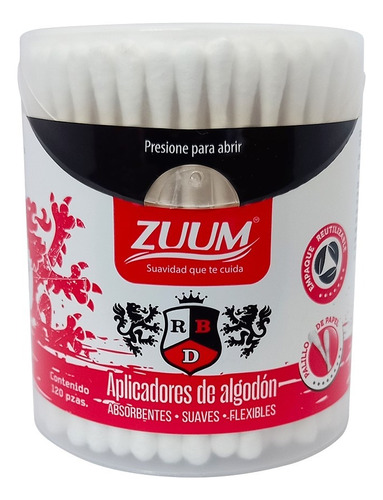 Cotonetes Ecologicos Zuum Hisopos 120 Papel Rbd Palo Papel