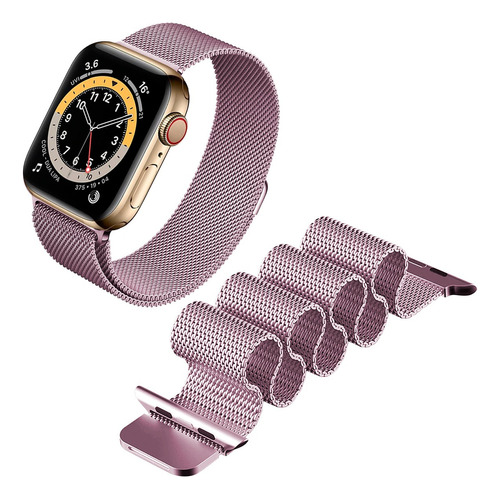 Correa Para Apple Watch Milanes Metal 38/40mm Serie 5 4 3 2 Color Rosa